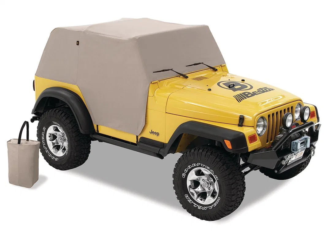 81037-09 – BESTOP Cab Cover, Covers From Windshield to Rear Window Sun/ Wind/ Rain Proof Charcoal Waterproof Fabric